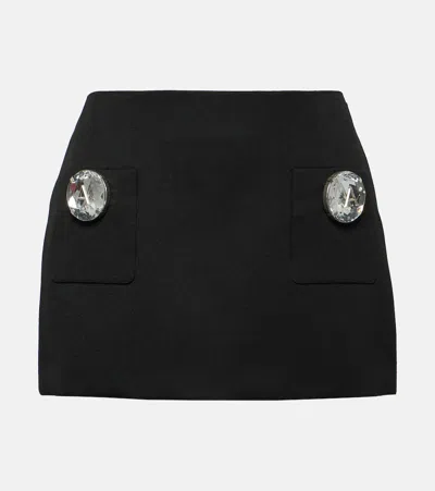 Area Crystal-embellished Wool Mini Skirt In Black