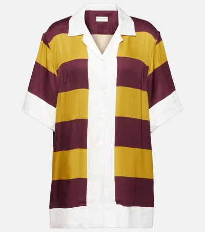 Dries Van Noten Striped Satin Shirt In Multi
