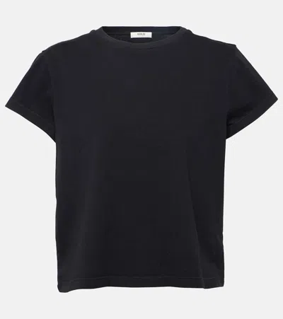 Agolde Adine Cropped Cotton Jersey T-shirt In Black