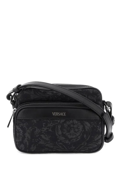 Versace Baroque Messenger Bag Men In Black