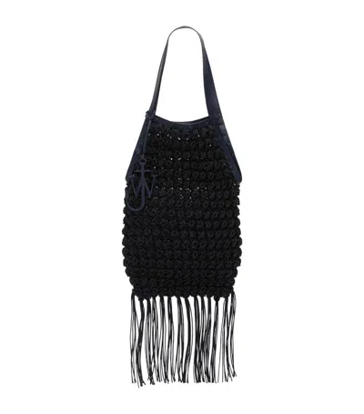 Jw Anderson Large Crochet Popcorn Shopper Bag In Blue