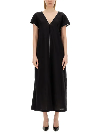 Fabiana Filippi Linen Long Dress In Black