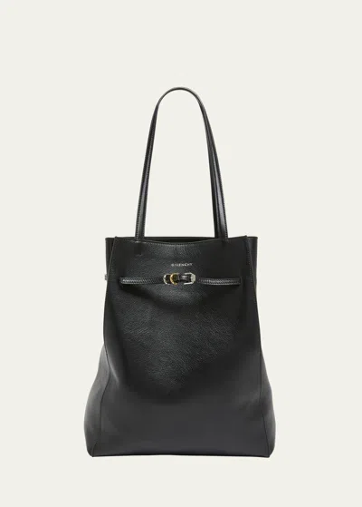 Givenchy Voyou Medium North-south Tote Bag In Tumbled Leather In Black
