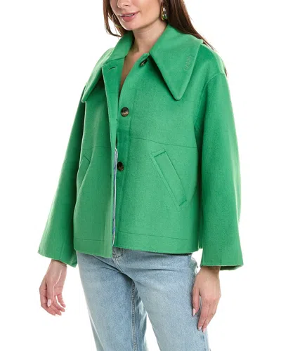 Ganni Wool-blend Jacket In Green