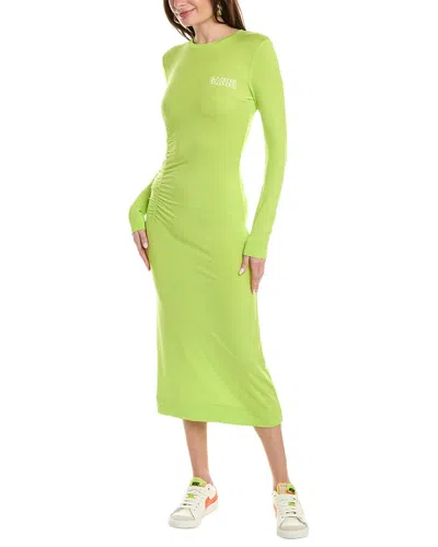 Ganni Fitted Midi Dress In Green
