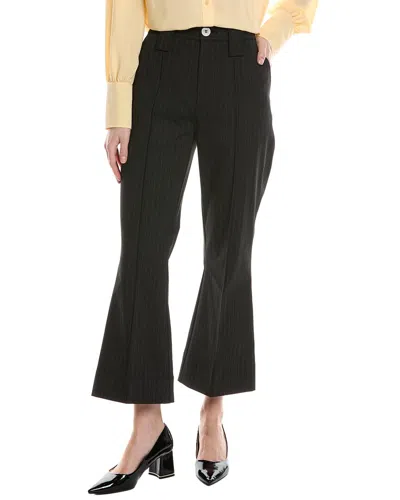 Ganni Stretch Stripe Bootcut High-waist Crop Pant In Black