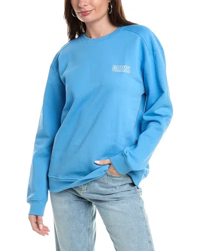 Ganni Drop-shoulder Sweatshirt In Blue