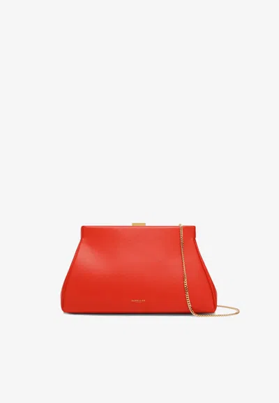Demellier London Cannes Chain Leather Clutch In Red