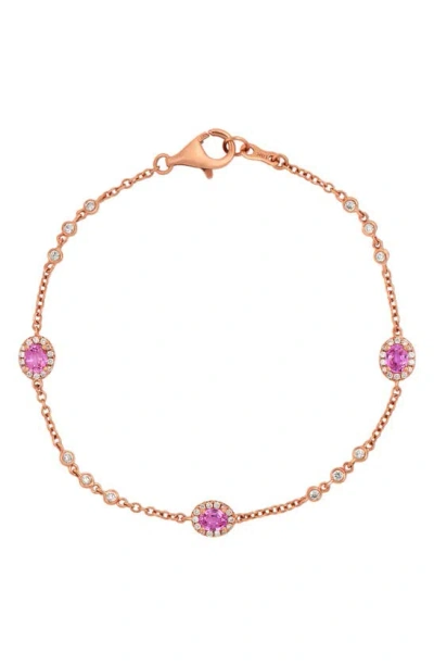Bony Levy Pink Sapphire & Diamond Station Bracelet In 18k Rose Gold