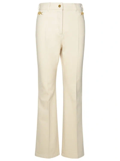 Patou Ivory Cotton Flare Jeans In Neutrals