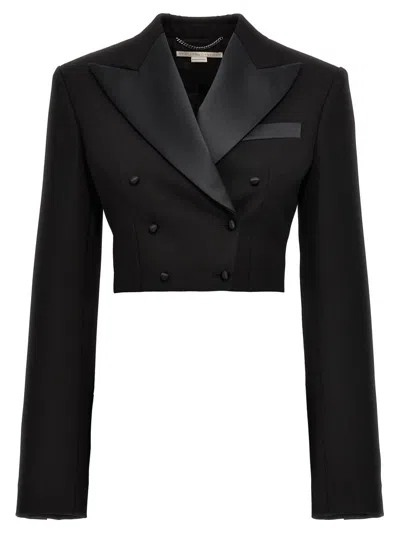 Stella Mccartney Double-breasted Cropped Blazer In Black