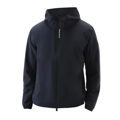 Woolrich Logo-patch Hooded Zipped Jacket In Melton Blue