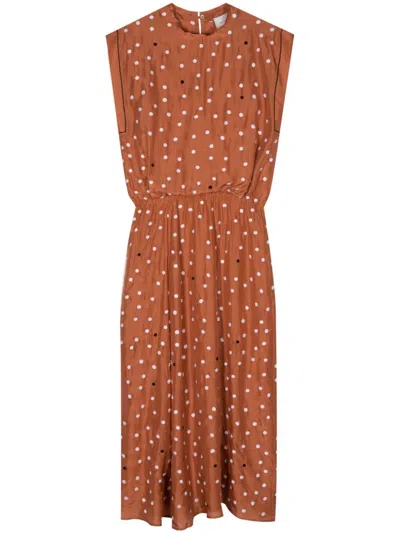 Alysi Polka Dot Maxi Dress In Orange