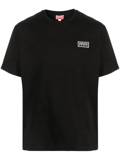 Kenzo Logo-embroidered Cotton T-shirt In Black