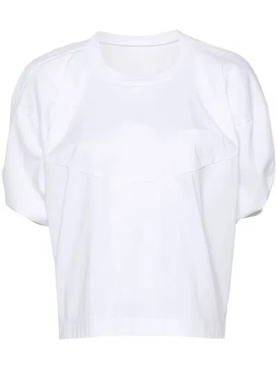 Sacai Puff-sleeves Cotton T-shirt In White