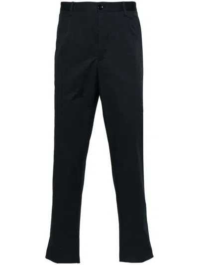 Etro Tapered Cotton Chino Trousers In Blue
