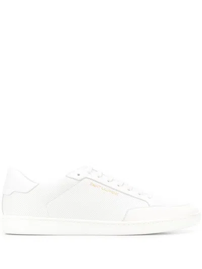 Saint Laurent Court Classic Sl/10 Leather Trainers In White