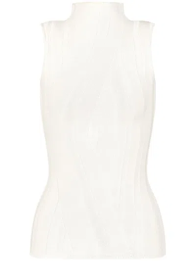 Emporio Armani Knitted Waistcoat Top In White