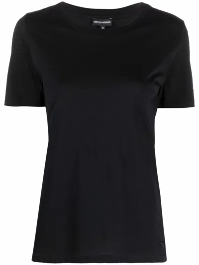 Emporio Armani Round-neck Cotton T-shirt In Black
