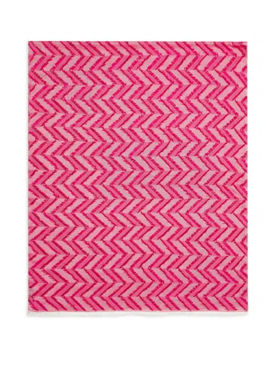 Emporio Armani Chevron-pattern Fringed Stole In Pink