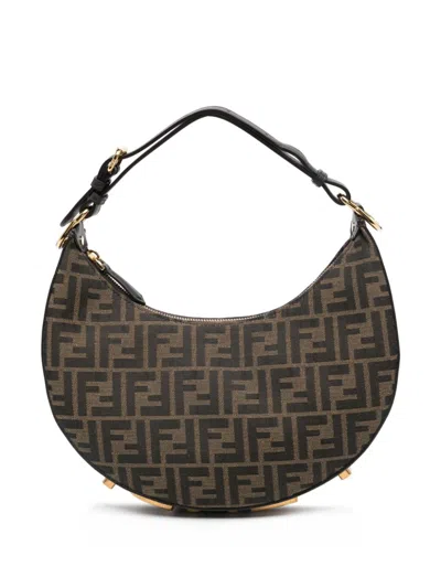 Fendi Graphy Small Shoulder Bag In Brown