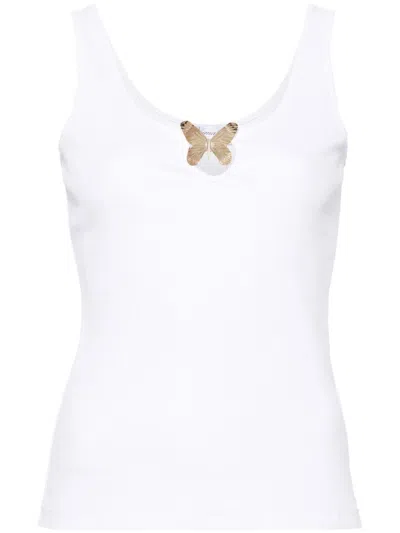 Blumarine 3d-detail Ribbed Tank Top In White