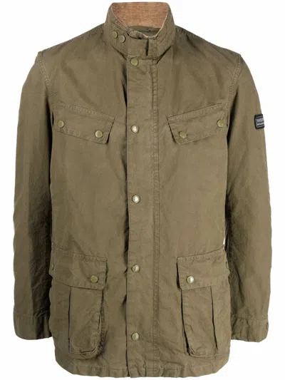Barbour Cotton Jacket With Buttons And Collar In Green