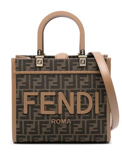 Fendi Sunshine Small Tote Bag In Brown