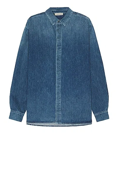 Fear Of God Oversized Denim Shirt In Indigo_blue