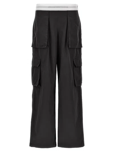 Alexander Wang Navy Rave Cargo Trousers In Black