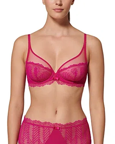 Simone Perele Canopee Scalloped Lace Plunge Bra In Pink