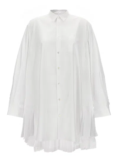 Junya Watanabe Cotton Blend Pleated Shirt In White