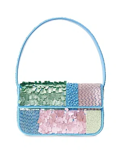Staud Tommy Beaded Shoulder Bag In Patchwork/silver