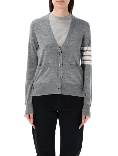 Thom Browne Relaxed Fit V-neck Cardigan In Lt Grey