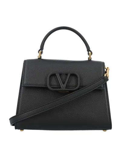 Valentino Garavani Small Vsling Handbag In Black/rubin