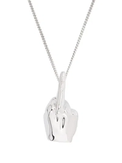 Y/project Mini Fuck You Pendant Necklace Accessories In Grey