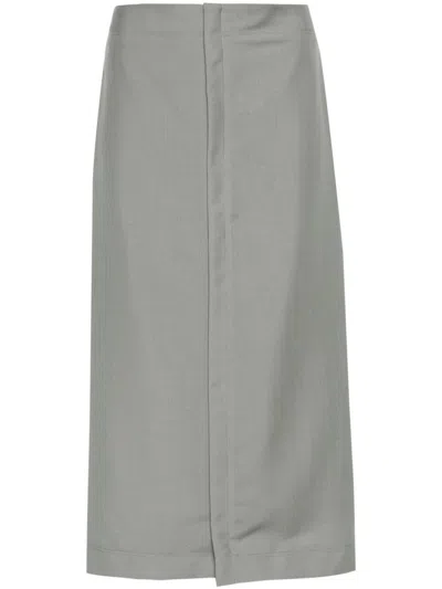 Fendi Logo Detailed Midi Skirt In Grey