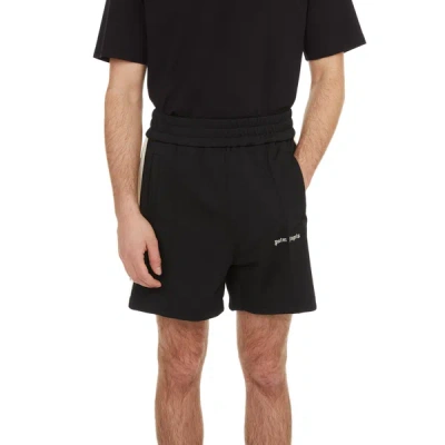 Palm Angels Track Jersey Shorts In Black,off White