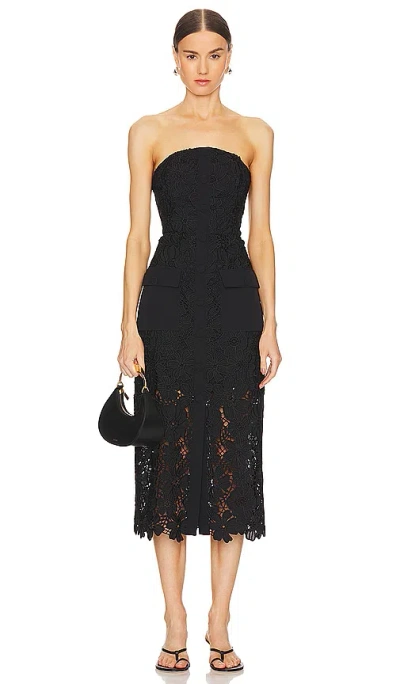 Milly Adrienne Roja Midi Dress In Black