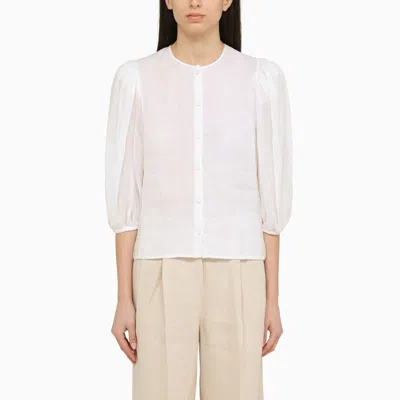 Chloé White Ramie Shirt With Balloon Sleeve