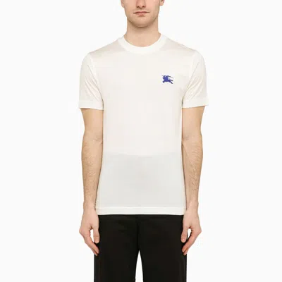 Burberry White T-shirt With Logo Embroidery