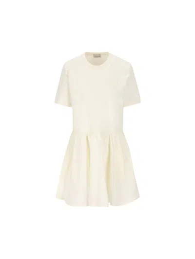 Moncler Slim Fit Flared Mini Dress In White