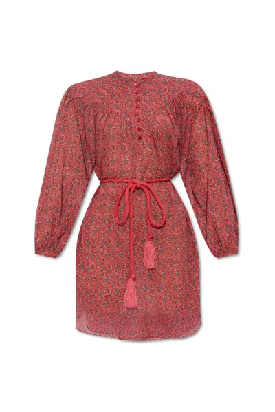 Isabel Marant Étoile Kildi Floral Printed Tied Waist Dress In Red