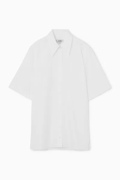 Cos Short-sleeved Tunic Shirt In White
