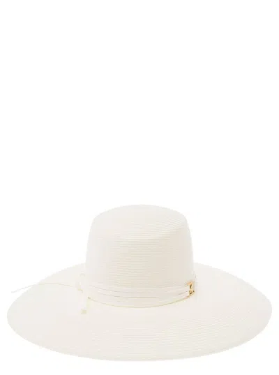 Alberta Ferretti Logo Plaque Wide Brim Bucket Hat In White