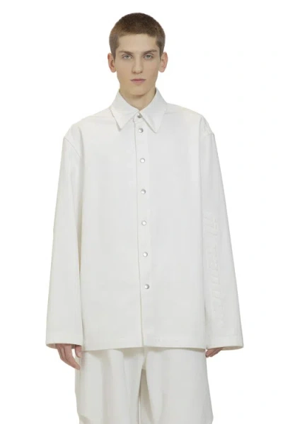 Jil Sander Logo-embossed Cotton Shirt In White