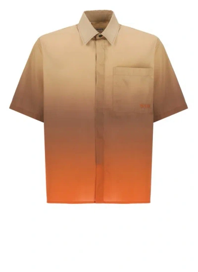 Msgm Cotton Shirt In Brown