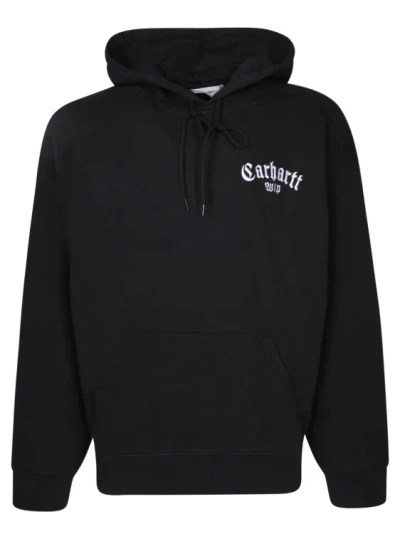 Carhartt Logo-embroidered Cotton Hoodie In Black