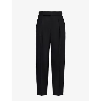 Fear Of God Relaxed-fit Tapered-leg Wool Trousers In Black