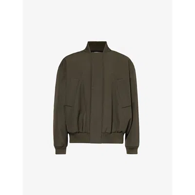 Fear Of God Stand-collar Boxy-fit Wool And Cotton-blend Jacket In Olive